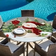 thumbnail image 6 of Grey Green Snowman Christmas Round Tablecloth, Fitted Table Cover with Elastic for 36"-44" Round Tables, Xmas Tree Snowflake Winter Table Cloth Outdoor Indoor Dinning Party Waterproof Tablecloths, 6 of 7