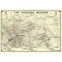 Railroad Map - Montana Railroad - Polley 1899 - 23 x 32.59 - Vintage Wall Art