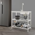 thumbnail image 4 of Stainless Steel Free Standing Single Bowl Kitchen Sink with Workbench & Storage Shelves, Commercial Restaurant Utility Sink for Laundry Room, Backyard, Garages, 4 of 14