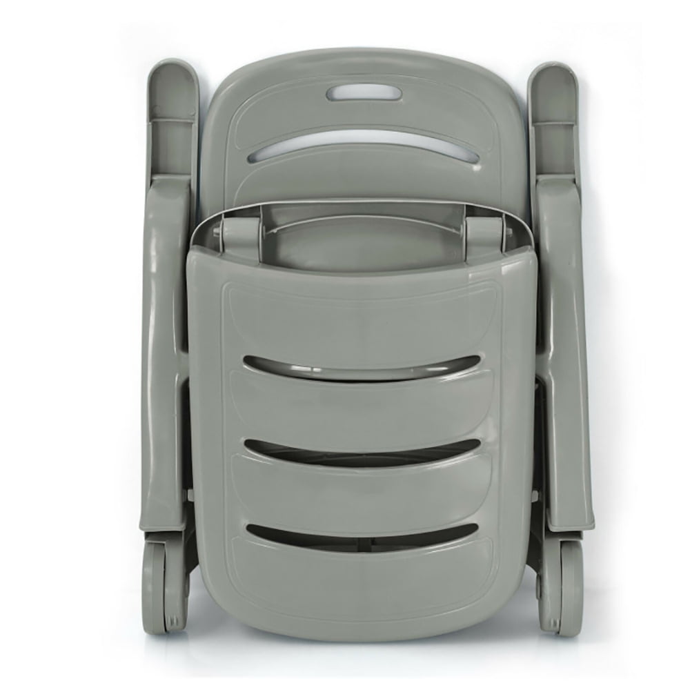 Aimee Lii 5 Position Adjustable Folding Lounger Chaise Chair on Wheels, Patio Loungers, Gray
