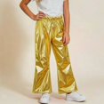 thumbnail image 2 of WAVSUF Girls Flare Pants Elastic Waist Soft Comfort Lightweight Fall Casual Party Trendy Pants Gold 13, 2 of 5