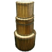 ?Classic Heartwood Travel Dunun Set - 3 African Dundun bass drums with sticks - Solid wood djun djuns with cow skin - from Africa Heartwood Project