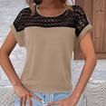thumbnail image 2 of Womens Tops Under $10 Women's Sexy Round Neck Short Sleeve Lace Hollow Out Going Out Work Blouse Top, 2 of 7