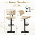 thumbnail image 5 of Furniliving Bar Stools Set of 2, Swivel Barstools with Footrest and Thick Cushion Back, Counter Height Bar Stools, Height Adjustable Modern Bar Chairs for Kitchen Island, Beige, 5 of 12
