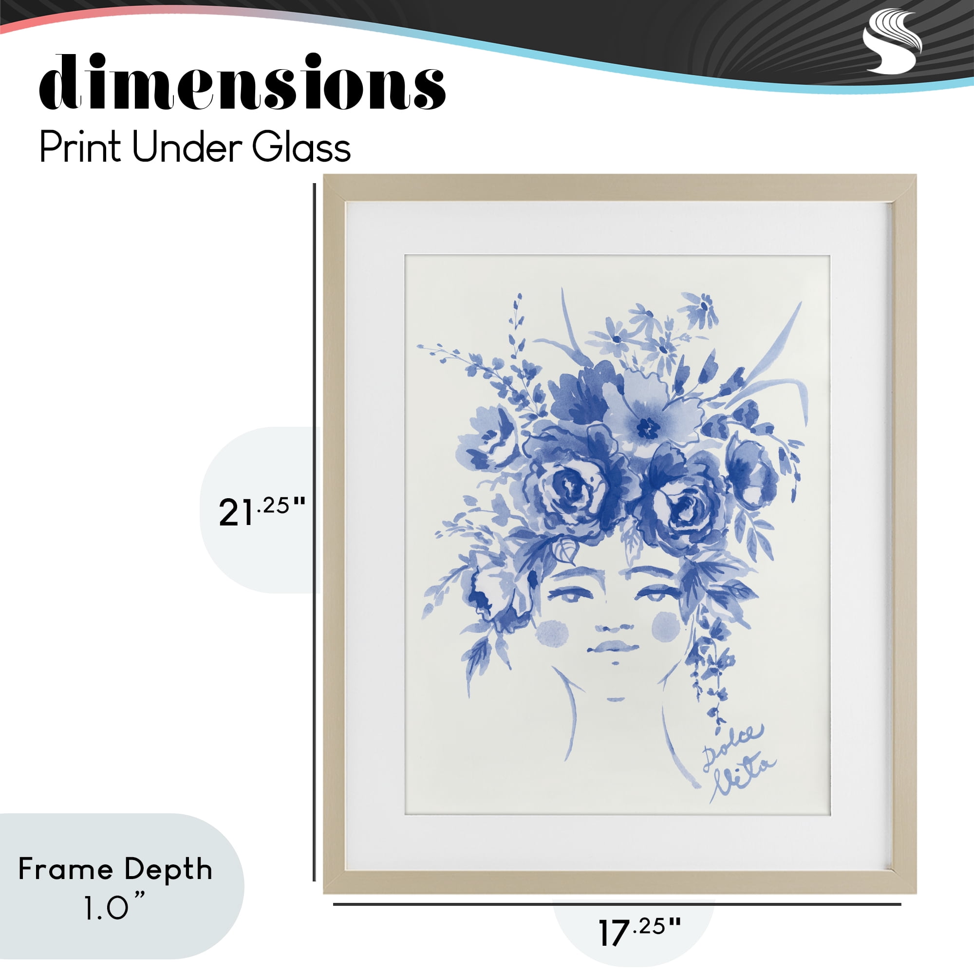 Stupell Industries Dolce Vita Woman with Roses Birch Framed Print Under Glass, design by Karolina Sato