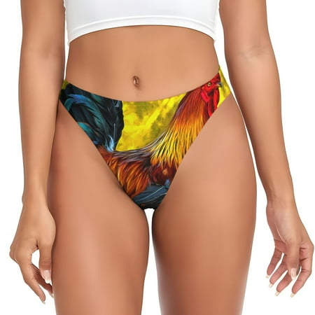 Lukts s Colorful Rooster for G-String Thongs for Women -Sexy Low-Rise Panties with A Stretchy T-back  Perfect for Any Outfit  Available in XS-4XL-X-Small