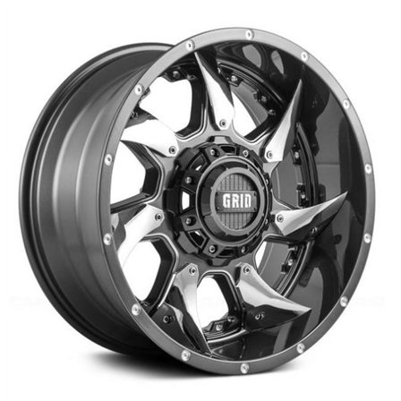 Grid Wheels GRW-1221252G48 22 x 12 in. Gloss Graphite with Milled Accents & Chrome Inserts Wheel