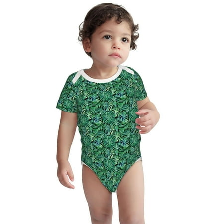

Fotbe Monstera Leaves Pattern Unisex-baby Short-sleeve Bodysuit Short Sleeve Bodysuits One-piece 100% Organic Cotton for Infant Baby Boys Unisex-3 Months