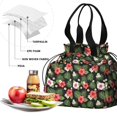 thumbnail image 4 of Pioneer Flower Floral Print Pattern Drawstring Lunch Bag Women - Drawstring Lunch Bag Insulated for Work Office - Stain-Resistant Large Lunchbags for Women with Multi-Pockets, 4 of 6