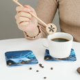 thumbnail image 6 of Gaeub Mountain Cottage In Snow Print 6 Pcs Leather Coasters for Drinks ,Drink Coasters Sets,Drink Table Cup Coasters for Living Room Kitchen Coffee Decor,Square, 6 of 7