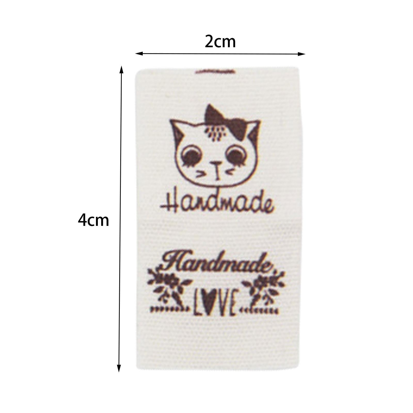 100x Handmade Bear Woven Folded Label for DIY Clothes Tags Sewing