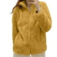 thumbnail image 2 of felwors Sherpa Jacket Women Long Sleeve Zip Up Fuzzy Sherpa Coats Collared Casual Oversized Lapel Jackets Fleece Warm Outerwear Yellow, M, 2 of 4
