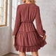 thumbnail image 2 of Vestido De Manga Larga Con Vuelo, Cintura Con Corsé, Costura De Encaje, Vestido Midi Fluido Para Mujer, Suave Y Cómodo Para Ir De Compras ANGGREK Otros, 2 of 6