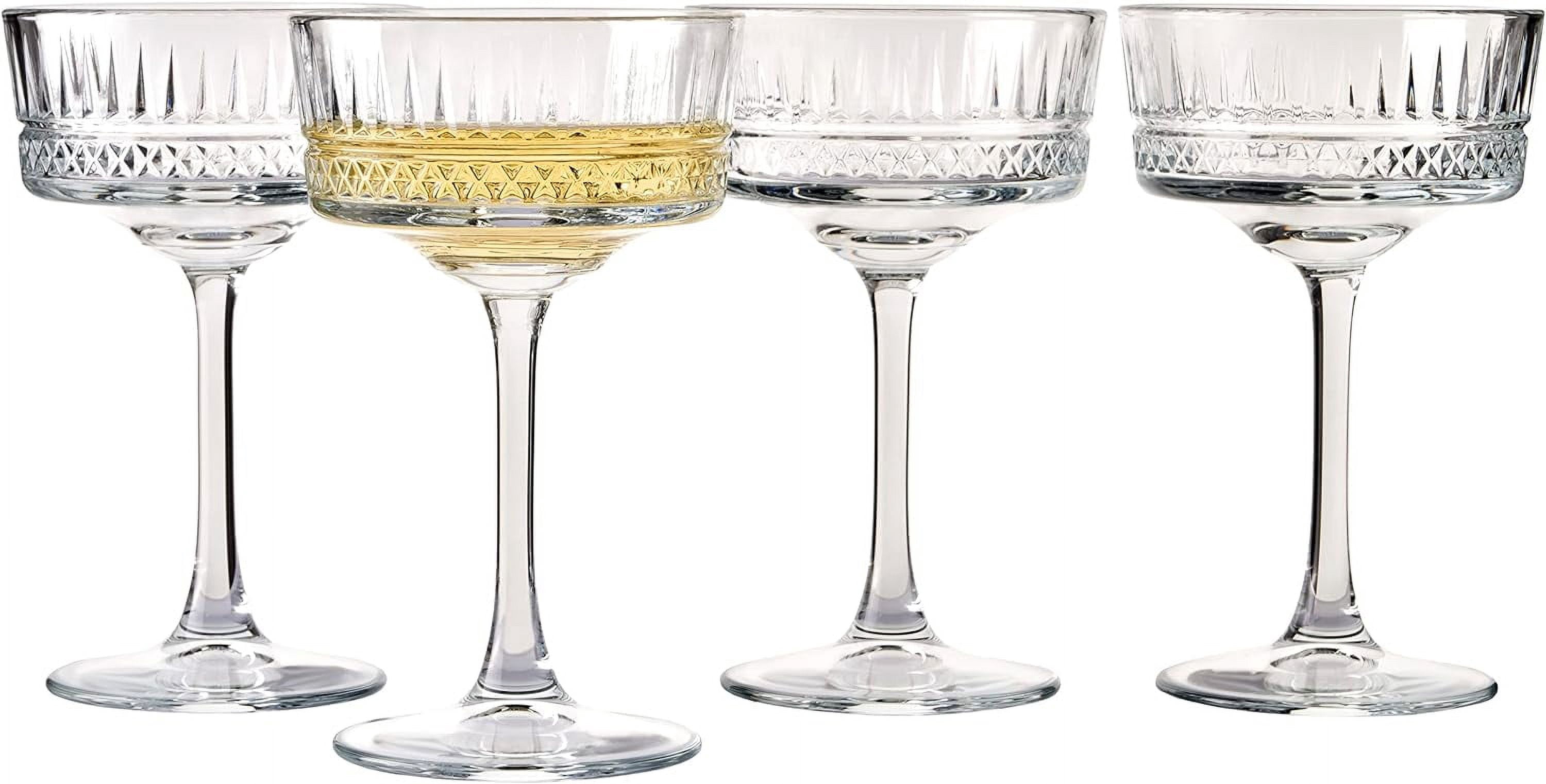 Vintage Coupe Glasses Set Of 4 - Exclusive Champagne, Cocktail, Martini, Wine Glasses - Long Stem Glassware - 8.8 oz - Perfect for Parties, Gifts, Housewarming, Weddings,Aniversary