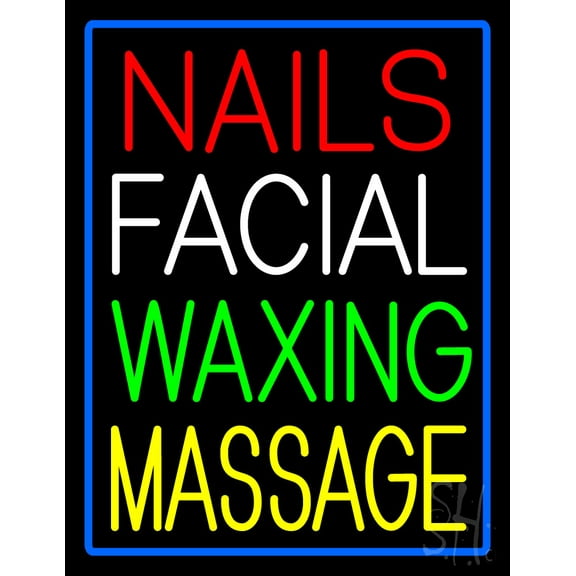 Nails Facial Waxing Massage LED Neon Sign 15 x 19 - inches, Black Square Cut Acrylic Backing, with Dimmer - Bright and Premium built indoor LED Neon Sign for Defence Force.
