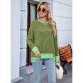 thumbnail image 5 of Long Sleeve Shirts for Women Tunic Tops Loose Fit Cute Casual Color Block Ribbed Knit Tops Sweaters Green S, 5 of 9