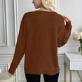 thumbnail image 4 of Women's Scoop V Neck Sweaters Solid Color Long Sleeve Lightweight Knitted Pullovers Casual Loose Fit Outfits Clothes, 4 of 4