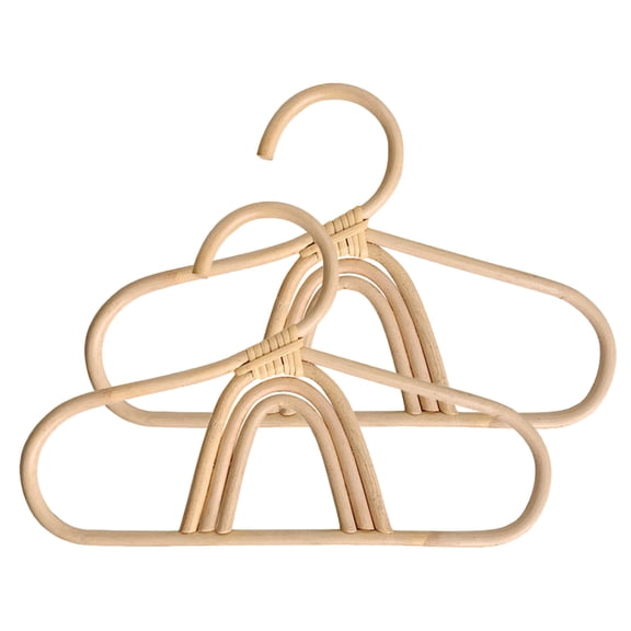 DEEPCRAFF 2pcs Rattan Hanger Baby Clothes Hanger Khaki Clothes Storage for Home Use