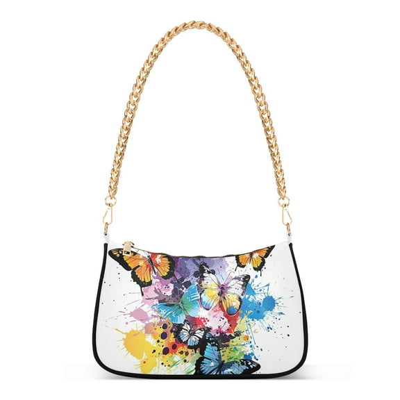 Colorful ButterfliesWomen Small Shoulder Bag Crossbody Tote Hobo Bags Purse Clutch Handbags with Chain Strap for Women