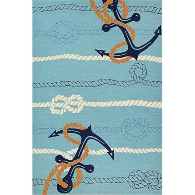 Couristan 42954179020040T 2 ft. x 4 ft. Outdoor Escape Anchorbend Rug, Ocean Blue