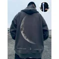 thumbnail image 5 of Autumn Crescent Moon Graphic Printed Zip up Hoodies For Men Loose Y2K Vintage Hooded Sweatshirts Goth Streetwear Fleece Hoody, 5 of 5