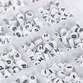 thumbnail image 5 of 1200Pcs A-Z White Flat Round Black Letter English Alphabet Acrylic Beads Set DIY Jewelry Bracelets Necklace Making, 5 of 6