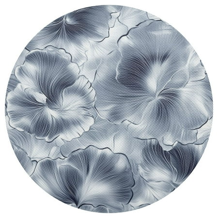 

Monochrome Flower Pattern 4-Piece 15.4in Heat-Proof PVC Plate Mats Easy Cut and Clean for Family Use