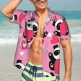 thumbnail image 7 of Kll Men'S Hawaiian Shirt Short Sleeve Button Down Beach Shirts-Panda Heart Valentine Pink, 7 of 7