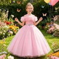 thumbnail image 4 of Angala Little Girls Dresses Solid Evening Gown Maxi Dresses Off Shoulder Fashion Elegant Comfortable Birthday Evening Party Kids Summer Outfit Size 3-4 Years Pink, 4 of 6