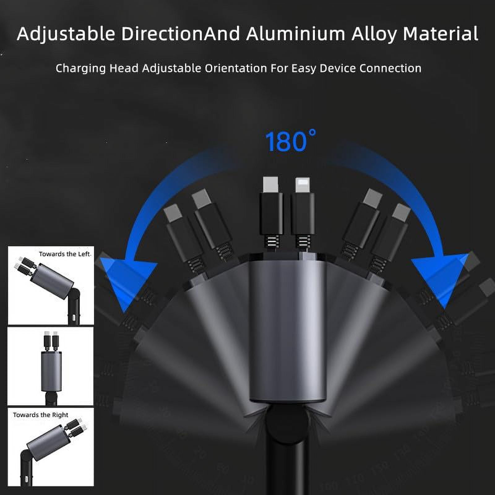 CJBZLCPCOO Retractable Car Charger,Type C Fast Car Phone Charger with 120W Power, 2 USB Ports, and Retractable Cables. It’s Compatible with iPhone Models 15/14/13/12/11/iPad and Galaxy