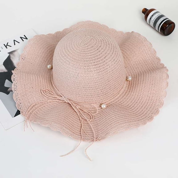 SikaFu Grass Hat Girl Summer Fisherman's Hat Casual Performing Sweet Sweet Sweeping Seaside Travel Beach Sun Hat
