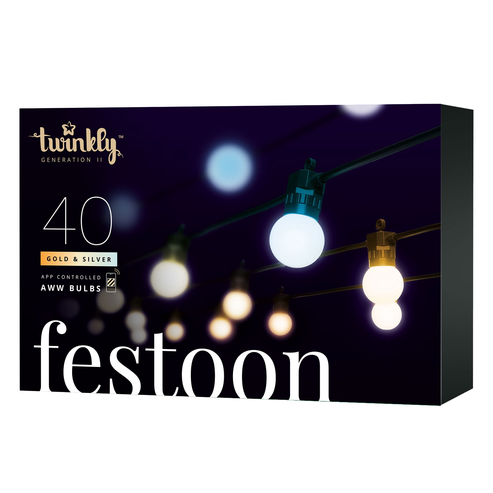 Twinkly Festoon App-Controlled Smart LED 40 AWW (Warm/Cool White) Light String