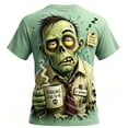 thumbnail image 5 of FASHOFT Halloween Shirt for Men Skeleton Pumpkin Zombie Gothic Novelty Graphic Tees Short Sleeve Crew Neck Funny Graphic T-Shirt Light Green L, 5 of 5