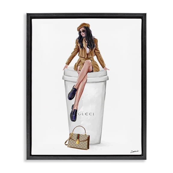 Stupell Industries Contemporary Black Floating Frame Canvas Art, 17 x 21, by Ziwei Li