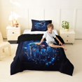 thumbnail image 2 of Castle Fairy Galaxy Deer Twin Comforter Sets 2pcs,Starry Sky Nebula Bedding Set,Navy Purple,Black Reversible,1 Comforter and 1 Pillowcase, 2 of 6