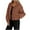 Brown, variant on Womens Cropped Jacket Zip up Bottom Drawstring Casual Long Sleeve Solid Color Athletic Coats