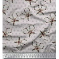 thumbnail image 1 of Soimoi Gray polyester Crepe Fabric Floral Scissor & Dots Printed Fabric 1 Yard 42 Inch Wide, 1 of 5