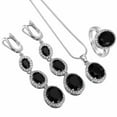 thumbnail image 5 of K-KED Created Cubic Zirconia Necklace Earrings Rings 925 Silver Women Delicate Jewelry set-Black-7, 5 of 6