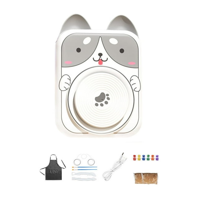 Juego de torno eléctrico de cerámica para niños, Kit completo de alfarería, pintura para niños y niñas, máquina formadora de cerámica con forma de Perro