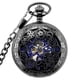 thumbnail image 1 of Reloj de bolsillo mecánico negro Sincero con solapa estilo retro y hueco para hombres y mujeres, 1 of 5
