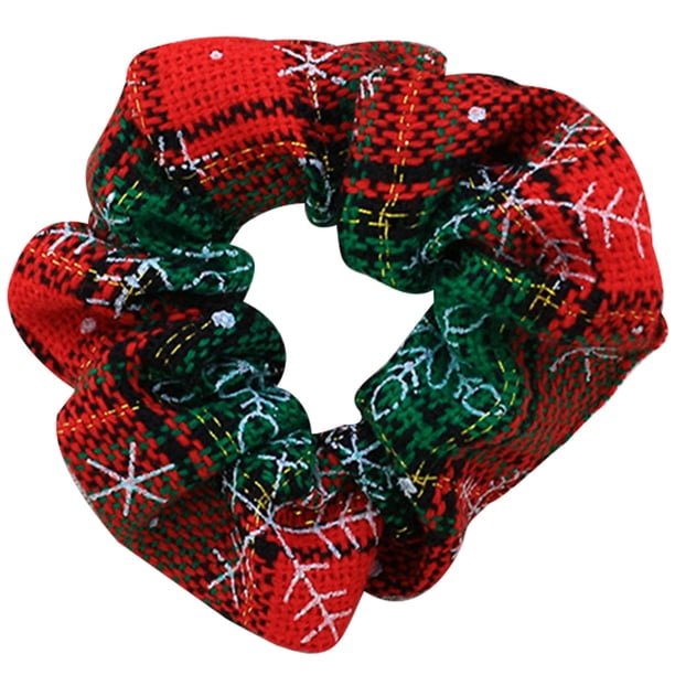 Qarigey Cinta para el pelo con estampado de copos de nieve de Navidad, lazo elástico para el pelo, soporte para cola de caballo para mujeres y niñas, Accesorio para el cabello Navidad 5