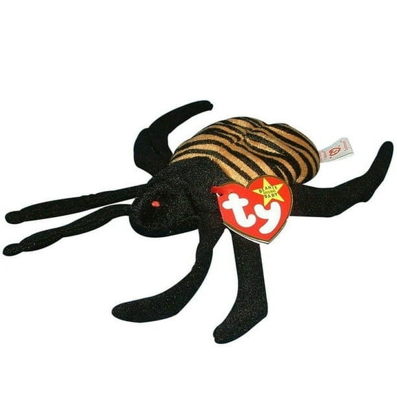 TY Beanie Baby - SPINNER the Spider (Regular Size 5" Plush) (BONUS ONE RANDOM TY ERASER)