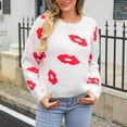 thumbnail image 2 of Lovskoo Sweaters for Women Printed Casual Loose Long Sleeve Knitting Turtleneck Sweater Blouse Tops White, 2 of 9