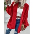 thumbnail image 5 of Women's Oversized Cardigan Sweater Front-Open Knitted Lantern Long Sleeve Thick Jacket, 5 of 6