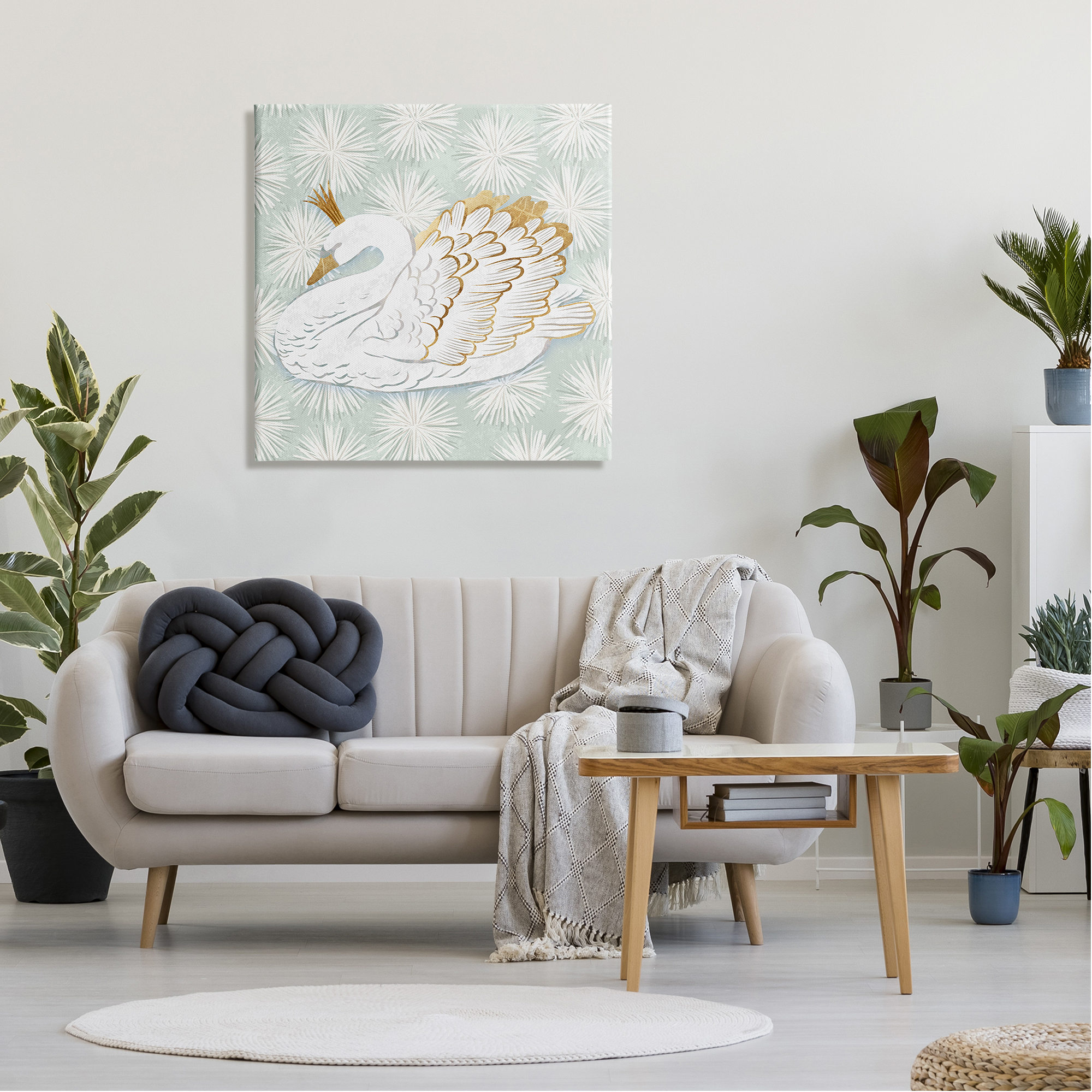 Stupell Glam Crown Swan Patterned Animals & Insects Painting Gallery Wrapped Canvas Print Wall Art