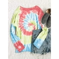thumbnail image 4 of Women Long Sleeve Sweatshirt Colorblock Tie Dye Printed Pullover Tops(S-2XL), 4 of 5