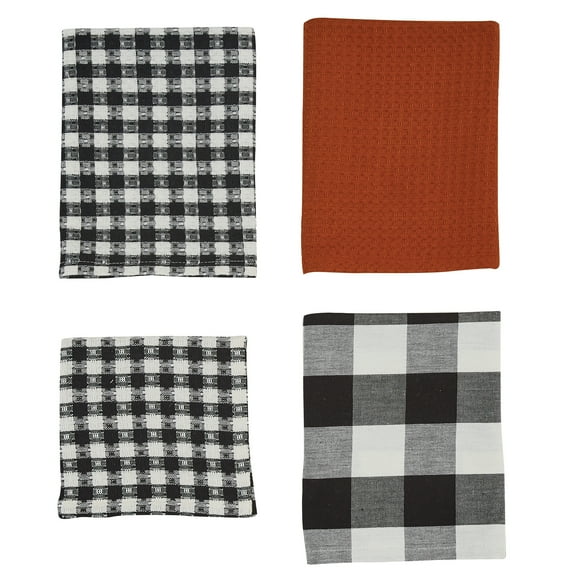 Park Designs Autumn Checkerboard 3 Dishtowel & 1 Dishcloth Set