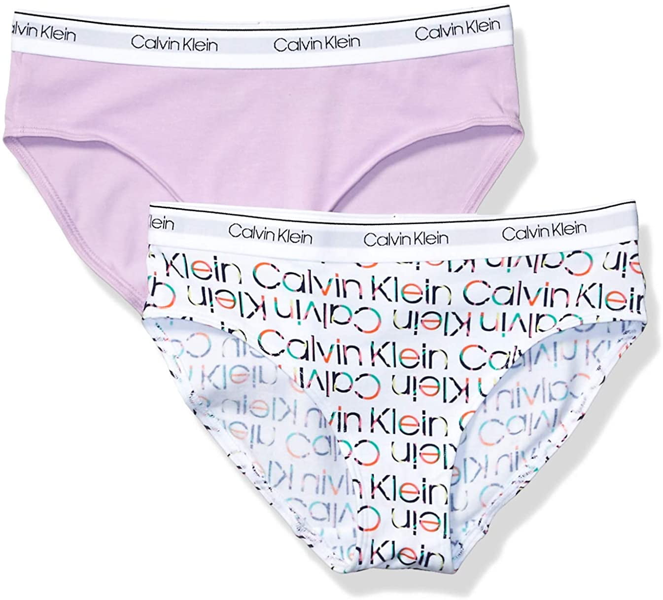 Calvin Klein Girls' Little Modern Cotton Bikini Panty, 2 Pack CK Logo