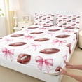 thumbnail image 3 of jejeloiu Pink Bowknot Bed Sheets,Brown Rugby Football King Sheets For Girls Teens 4-Piece, 3 of 7
