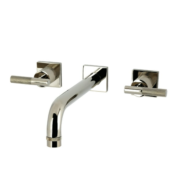 Kingston Brass KS6026KNL Convergent Two-Handle Wall Mount Roman Tub Faucet with Knurled Handle, Polished Nickel